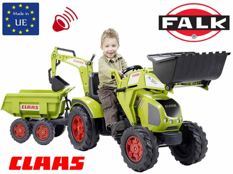 FALK Traktor CLAAS na Pedały z Przyczepą, Łyżką i Spychaczem od 3 Lat