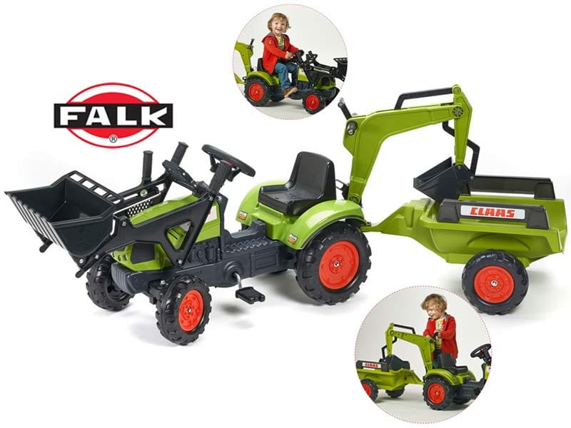 FALK Traktor z Przyczepą CLAAS Arion Backhoe ŁYŻKA + Ładowarka