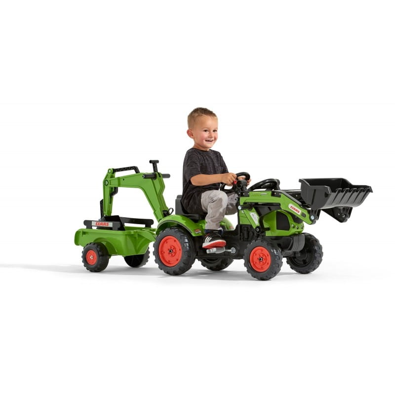 FALK Traktor z Przyczepą CLAAS Arion Backhoe ŁYŻKA + Ładowarka