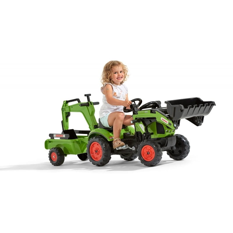 FALK Traktor z Przyczepą CLAAS Arion Backhoe ŁYŻKA + Ładowarka