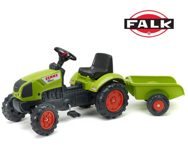 FALK Traktor Claas Zielony na Pedały z Przyczepą + Klakson od 2 Lat.