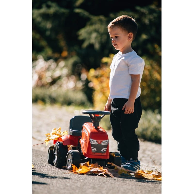 FALK Traktorek Baby Massey Ferguson Czerwony z Przyczepką + akc. Od 12 Miesięcy