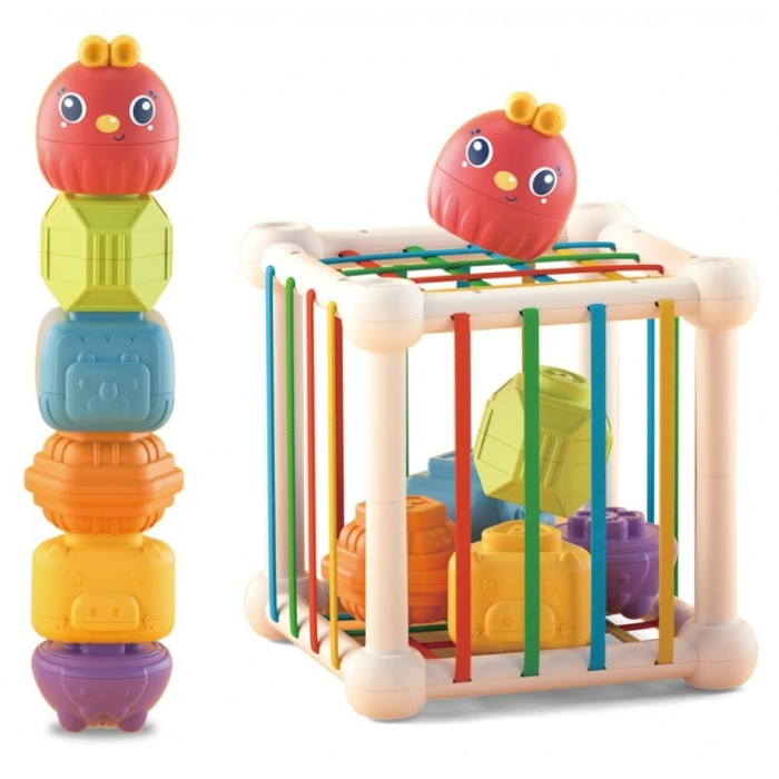 WOOPIE Elastyczna Kostka Sensoryczna Sorter dla Dzieci + Grzechotka 7 el.