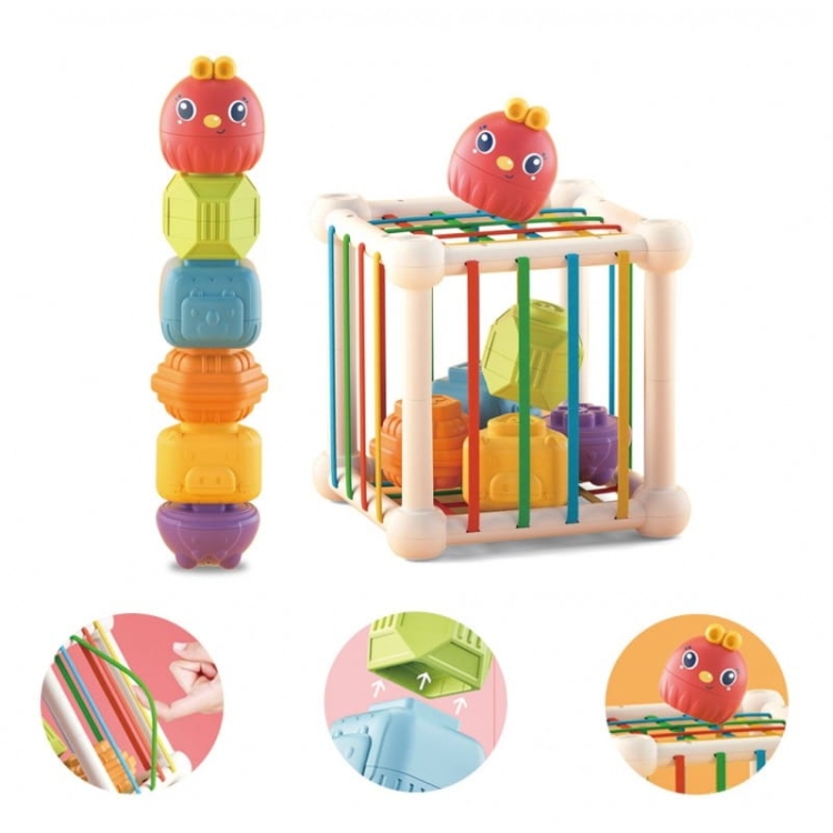WOOPIE Elastyczna Kostka Sensoryczna Sorter dla Dzieci + Grzechotka 7 el.