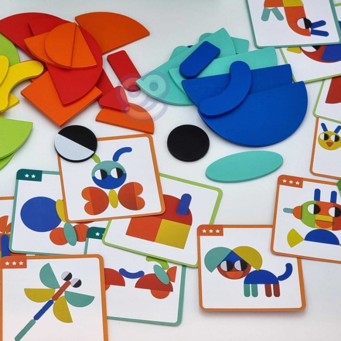 WOOPIE GREEN Drewniana Układanka Montessori 40 Wzorów do Odtworzenia 55 el. Certyfikat FSC