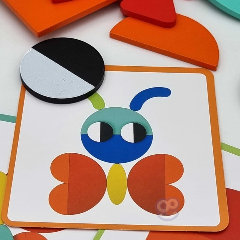 WOOPIE GREEN Drewniana Układanka Montessori 40 Wzorów do Odtworzenia 55 el. Certyfikat FSC
