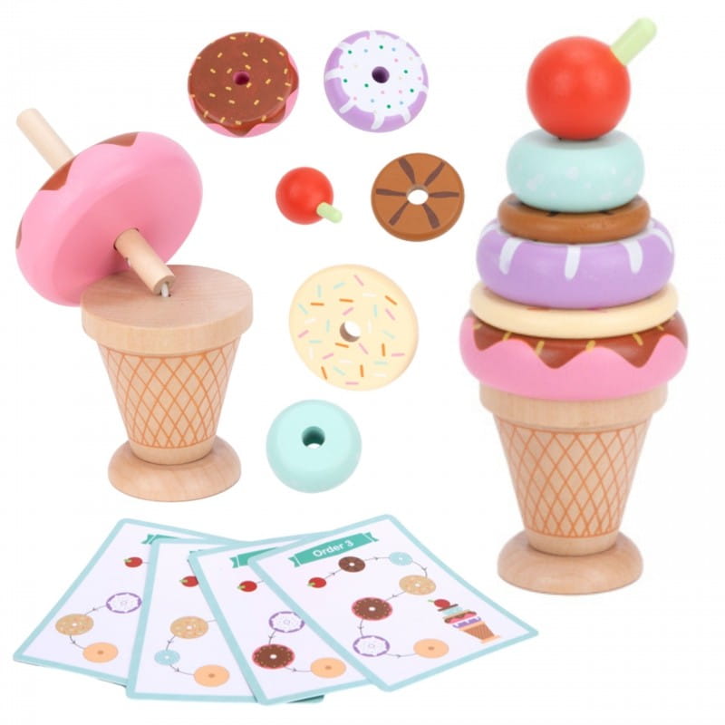 WOOPIE GREEN Drewniane Lody Układanka Montessori Cukiernia 12 el. FSC
