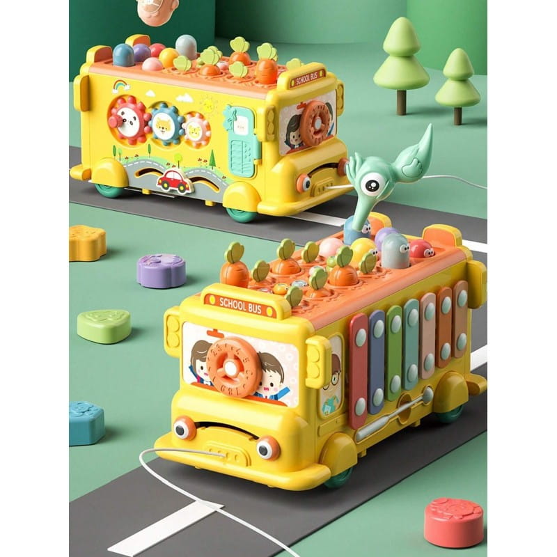 WOOPIE BABY Interaktywny Autobus Montessori Edukacyjny 6w1 Młoteczek Cymbałki +18 m
