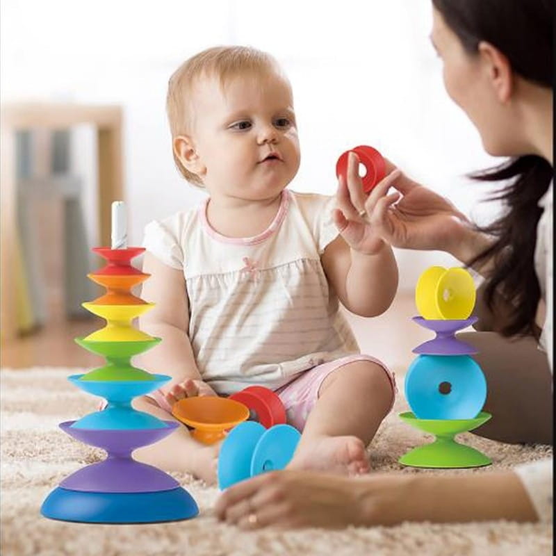 WOOPIE BABY Kolorowa Wieża Układanka Piramidka Edukacyjna 18m+