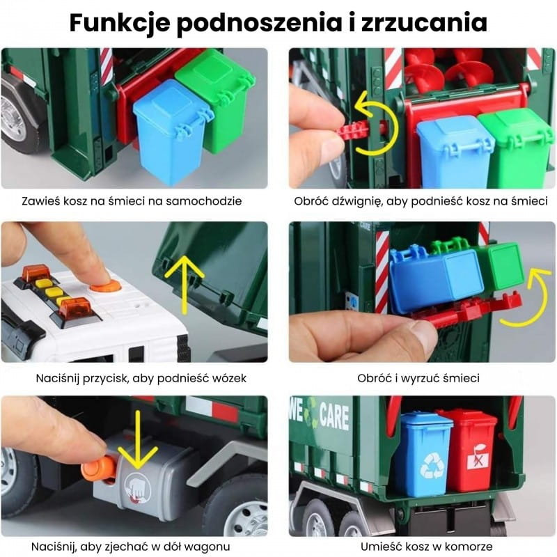 WOOPIE Śmieciarka Ciężarówka Segregacja Śmieci - skala 1:10