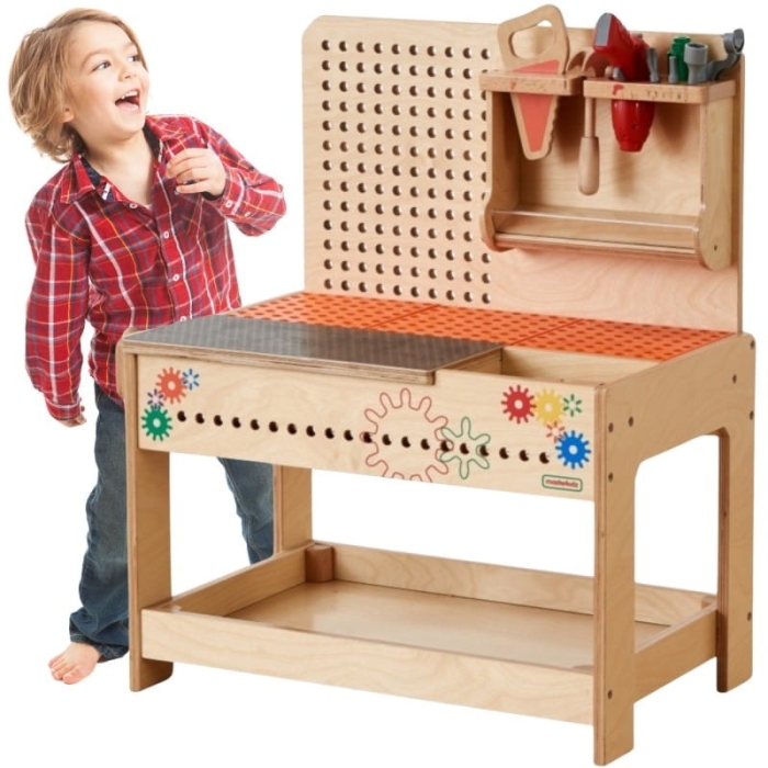 MASTERKIDZ Drewniany Warsztat Montessori STEM z Narzędziami + Akcesoria