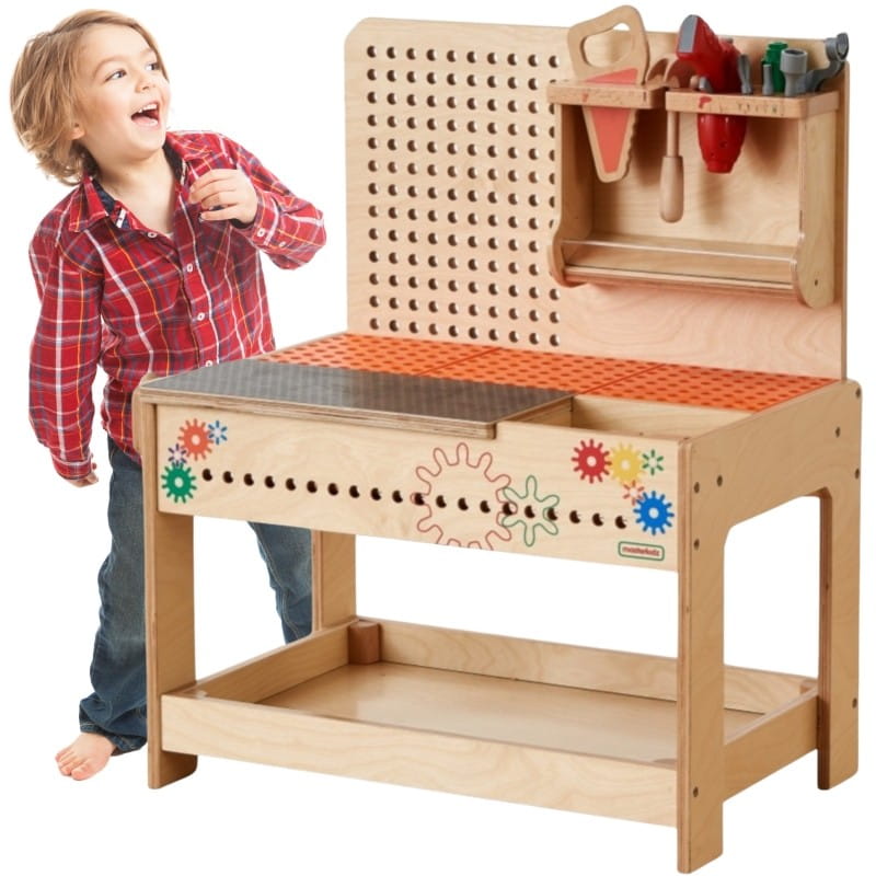 MASTERKIDZ Drewniany Warsztat Montessori STEM z Narzędziami + Akcesoria