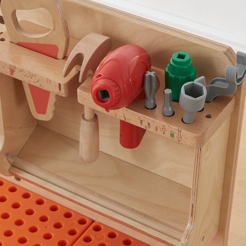 MASTERKIDZ Drewniany Warsztat Montessori STEM z Narzędziami + Akcesoria