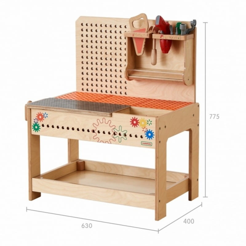 MASTERKIDZ Drewniany Warsztat Montessori STEM z Narzędziami + Akcesoria