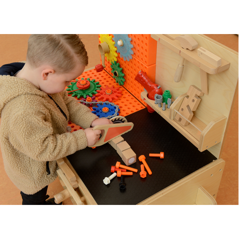 MASTERKIDZ Drewniany Warsztat XXL Montessori STEM z Narzędziami + Akcesoria