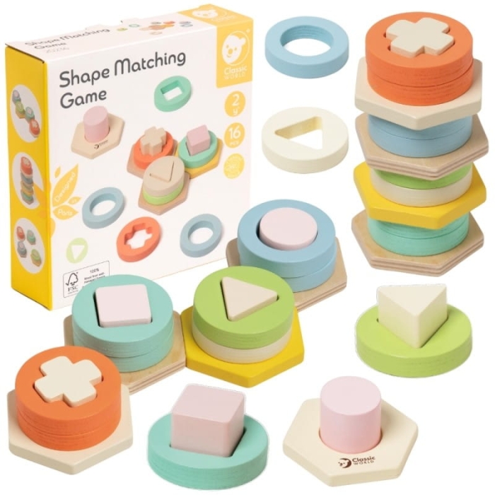 CLASSIC WORLD Sorter Montessori Kształtów i Kolorów Układanka Wieża