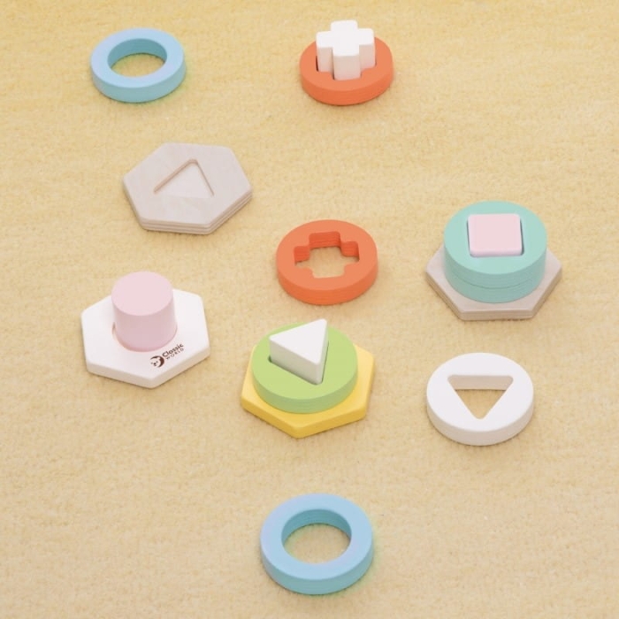 CLASSIC WORLD Sorter Montessori Kształtów i Kolorów Układanka Wieża