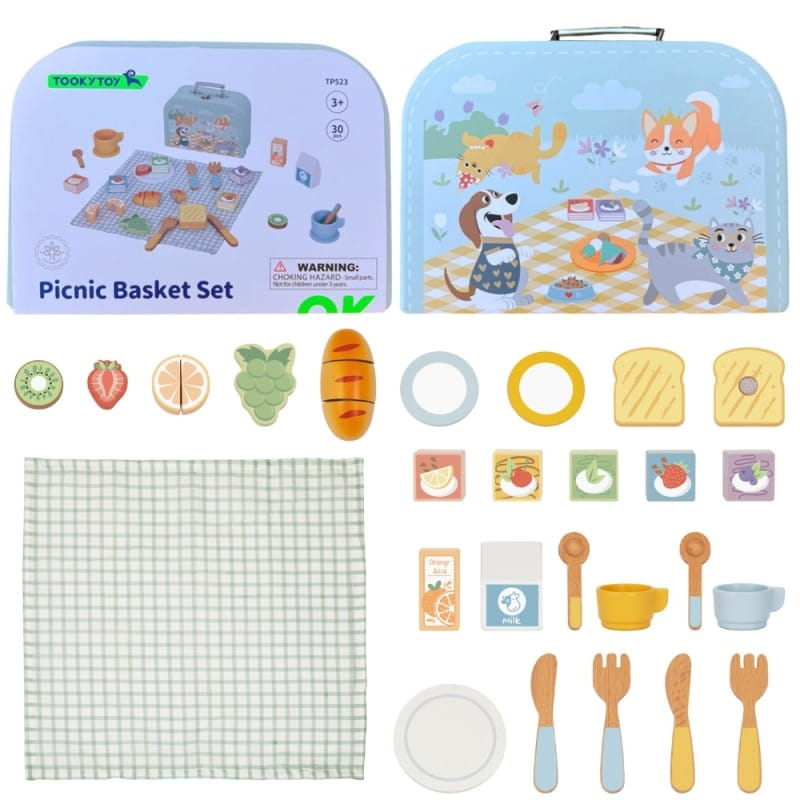 TOOKY TOY Zestaw Piknikowy Owoce do Krojenia Zestaw Śniadaniow