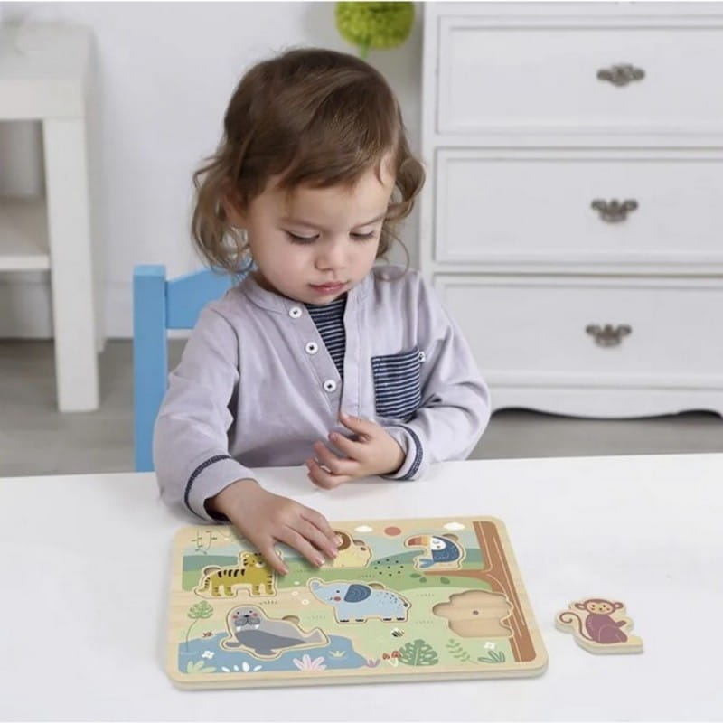 TOOKY TOY Drewniane Interaktywne Puzzle Zwierzątka