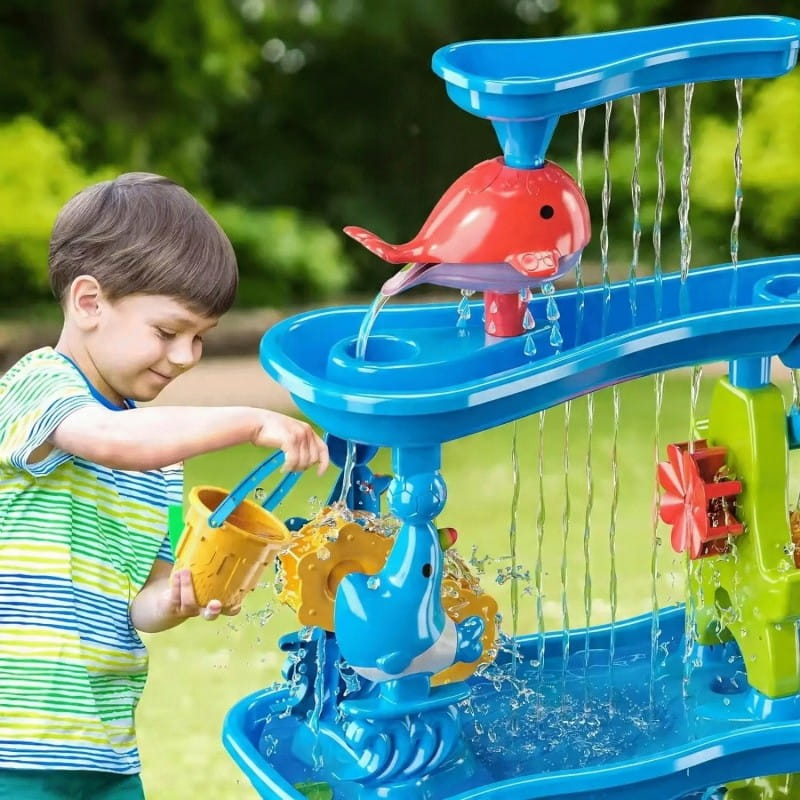 WOOPIE Ogromny Aquapark Stolik Wodny 6w1 Piaskownica Wodospad Tor Wodny 6-poziomowy Modułowy