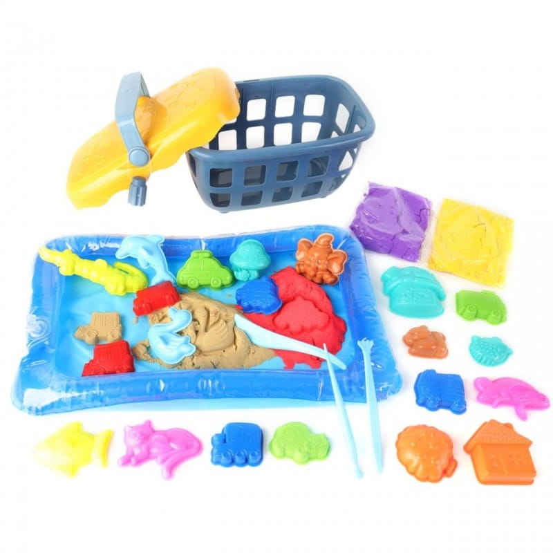 WOOPIE Piasek Kinetyczny 0,8 kg Zestaw w Koszyku z Foremkami + Basen