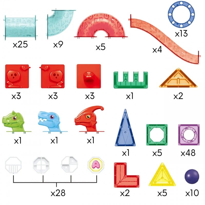 WOOPIE Klocki Magnetyczne Konstrukcyjne 3D Zestaw Edukacyjny Tor Kulkowy 170el.