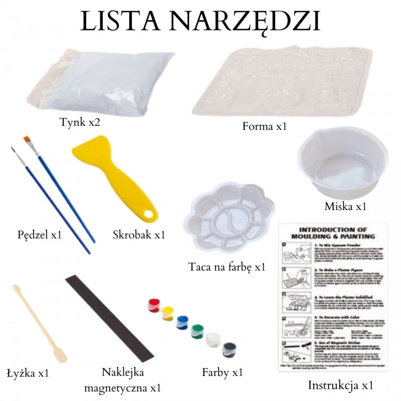 WOOPIE Zestaw Kreatywny z Farbami DIY Zrób Odlewy Gipsowe Figurki i Pomaluj - Zestaw Kosmiczny