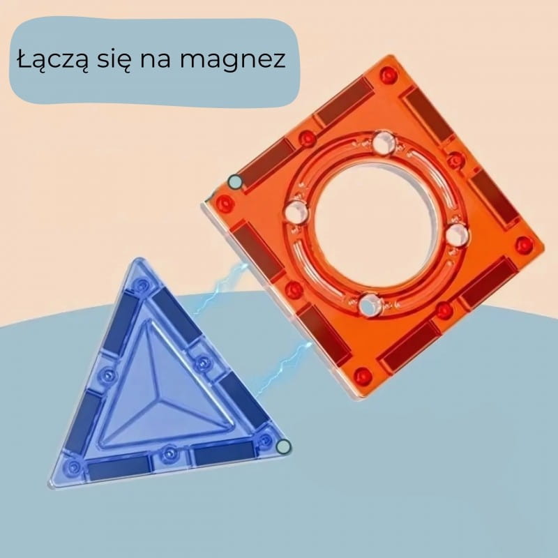 WOOPIE Klocki Magnetyczne Konstrukcyjne 3D Zestaw Edukacyjny Tor Kulkowy 113 el.