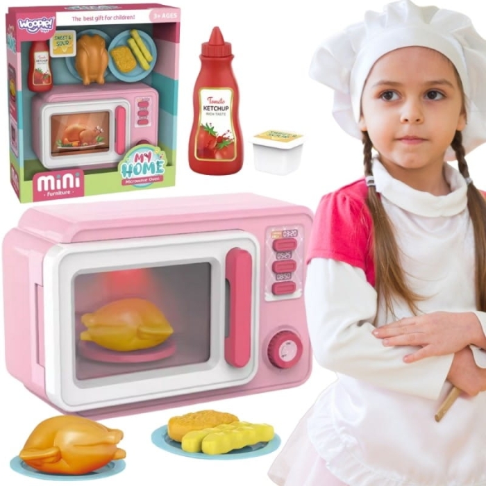 WOOPIE Różowa Kuchenka Mikrofalowa z Kurczakiem
