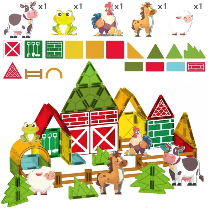 WOOPIE Magnetyczne Klocki Konstrukcyjne 7,5 cm Farma 30 el.