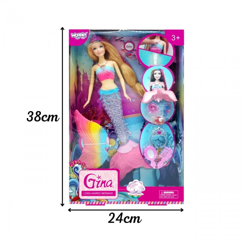 WOOPIE Lalka Syrenka Gina Magiczna Tęczowa z Akcesoriami