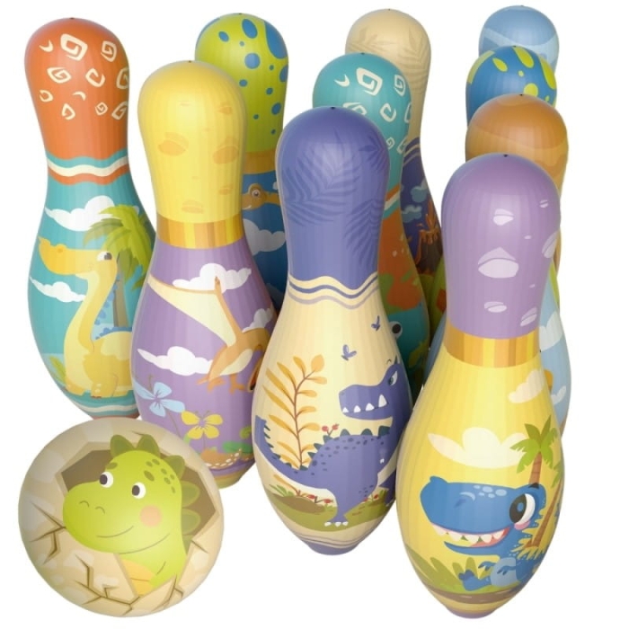 WOOPIE Gra Zręcznościowa Kręgle Dinozaury Zestaw 12el.