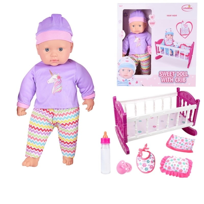 WOOPIE ROYAL Zestaw XL Opiekunka Lalka Jednorożec z Kołyską i Zestawem do Karmienia