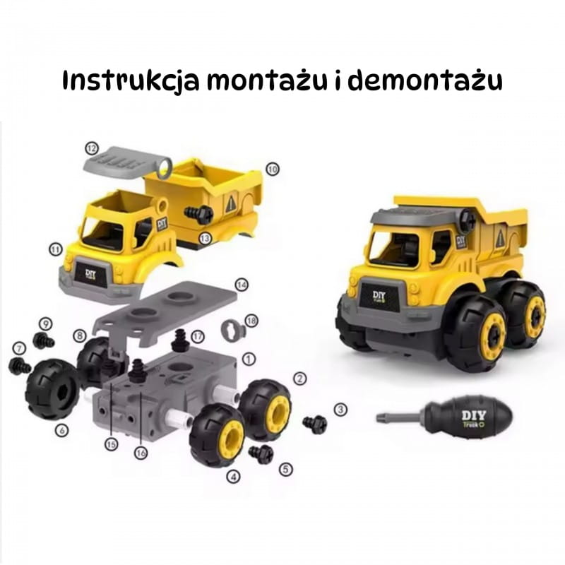 WOOPIE Zdalnie Sterowany Samochodzik Budowlany DIY