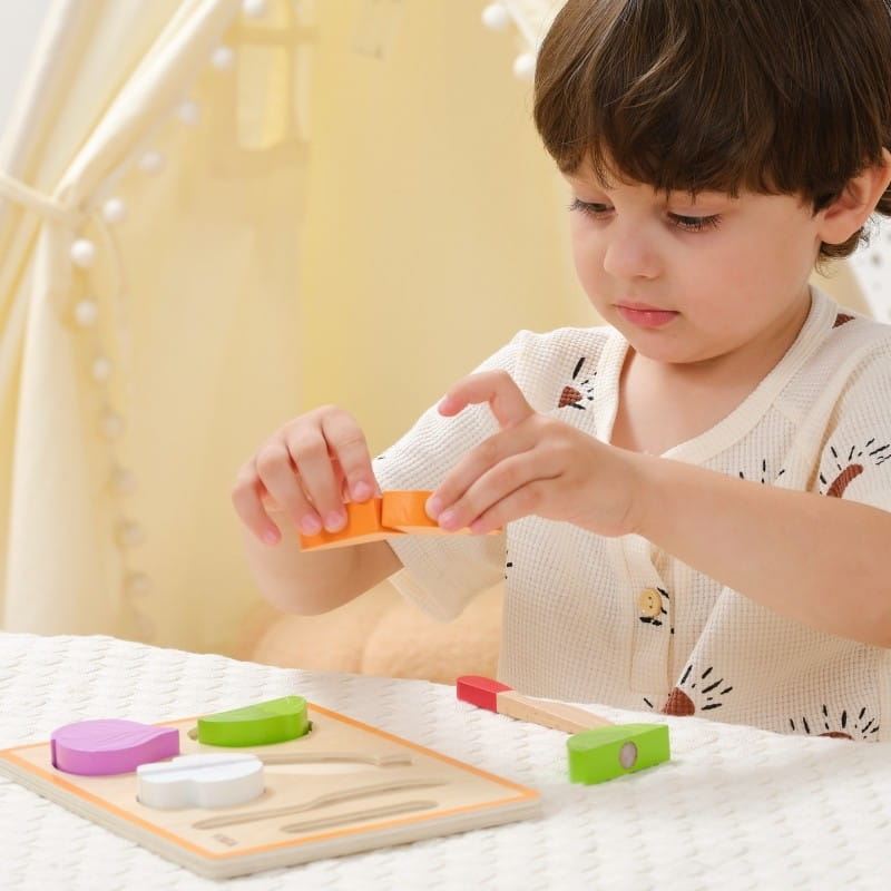 VIGA Drewniana Układanka Edukacyjna Montessori Warzywa do Krojenia