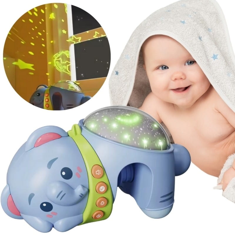WOOPIE BABY Projektor Gwiazd Rzutnik Lampka Nocna dla Dzieci Słonik