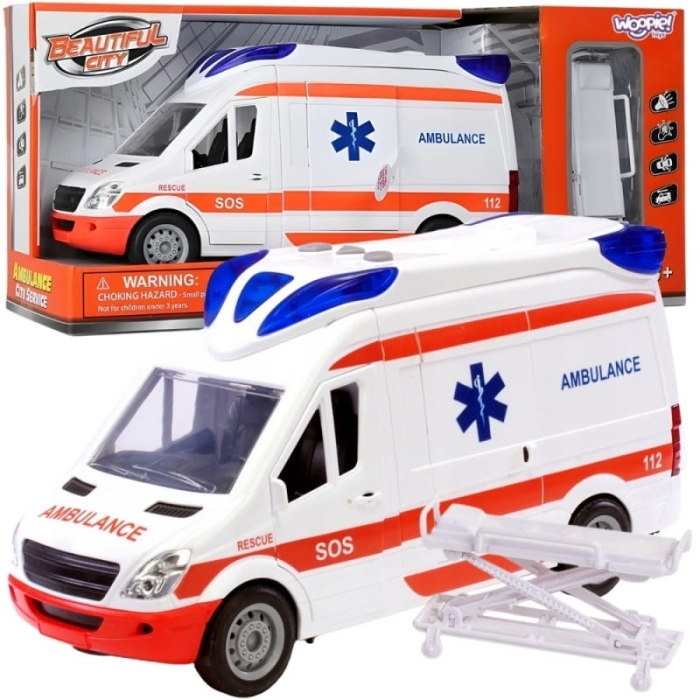 WOOPIE Pogotowie Karetka Ambulans Nosze w Zestawie + Sygnały Dźwiękowe I Świetlne
