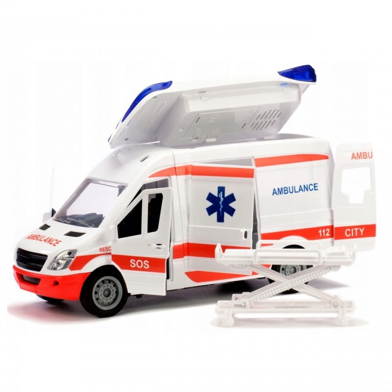 WOOPIE Pogotowie Karetka Ambulans Nosze w Zestawie + Sygnały Dźwiękowe I Świetlne