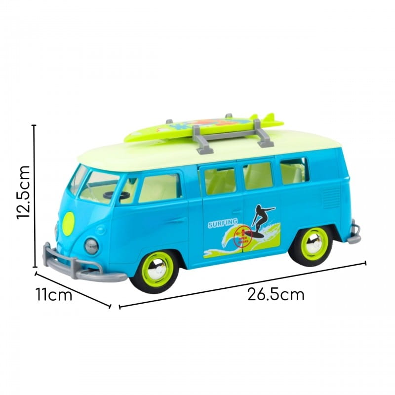 WOOPIE Samochód Bus Surfing Klasyczny Niebieski Ze Światłem I Dźwiękiem Model