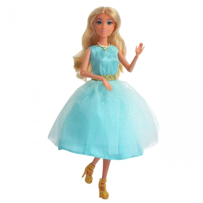 WOOPIE ROYAL Lalka Lily 30 cm Długie Blond Włosy Elegancka Turkusowa Sukienka