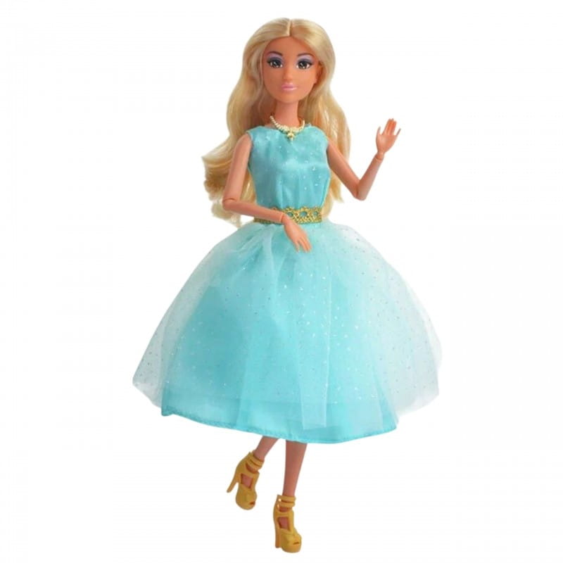 WOOPIE ROYAL Lalka Lily 30 cm Długie Blond Włosy Elegancka Turkusowa Sukienka