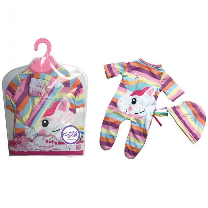 WOOPIE Ubranko dla Lalki Zestaw Pajacyk Body Jednorożec Czapeczka 43-46 cm
