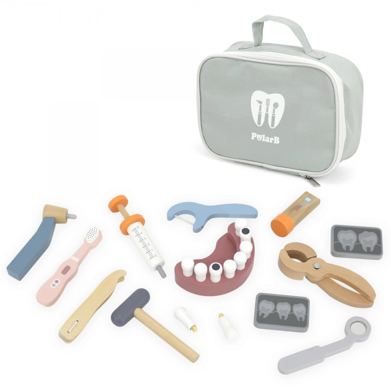 VIGA PolarB Drewniany Zestaw Dentysty Torba