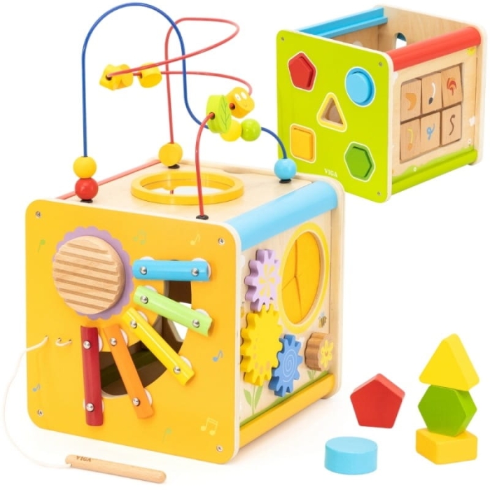 Viga Drewniana Kostka Edukacyjna 5w1