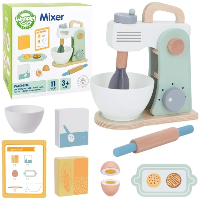 WOOPIE GREEN Drewniany Mikser Kuchenny Blender z Akcesoriami 11 el.