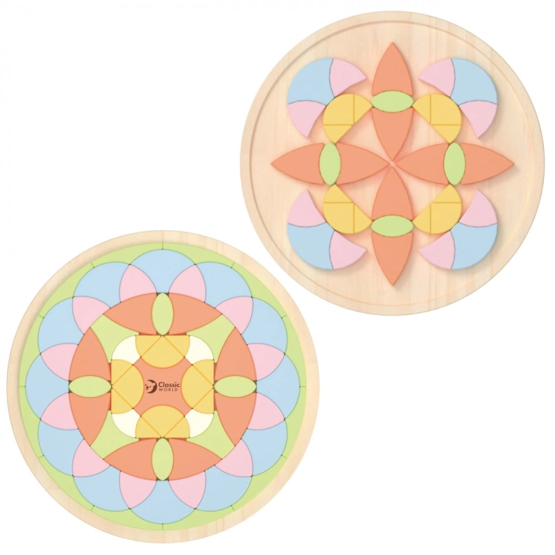 CLASSIC WORLD Pastelowa Mandala Układanka Montessori Mozaika Kwiaty