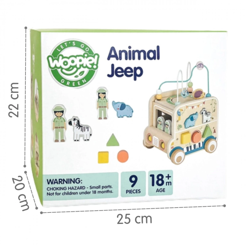 WOOPIE GREEN Drewniana Kostka Aktywności Samochód Terenowy Safari FSC