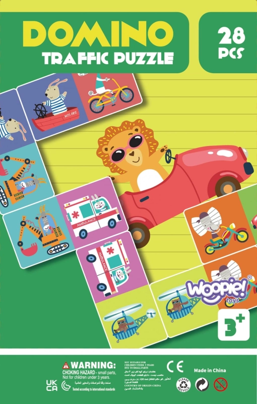 WOOPIE Gra Edukacyjna Transport Zwierzęta Puzzle Domino Montessori