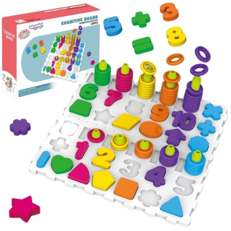 WOOPIE Układanka Montessori Sorter Trening Mózgu Literki Cyferki 139 el