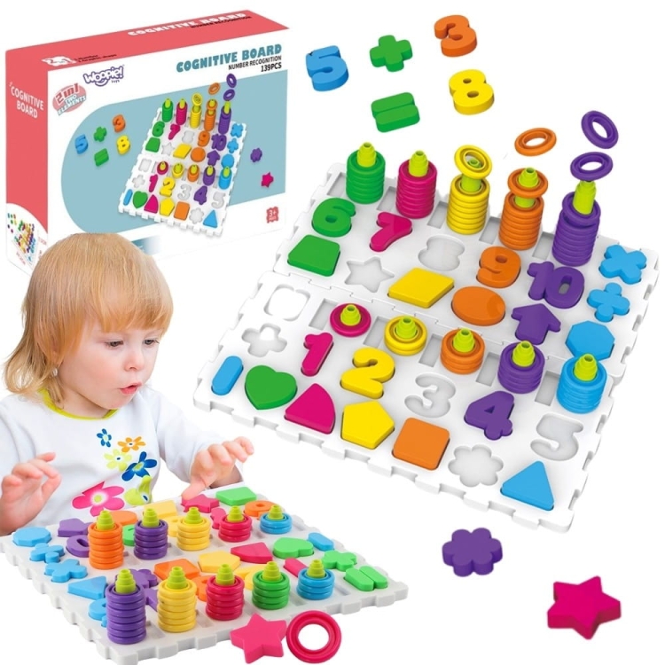 WOOPIE Układanka Montessori Sorter Trening Mózgu Literki Cyferki 139 el